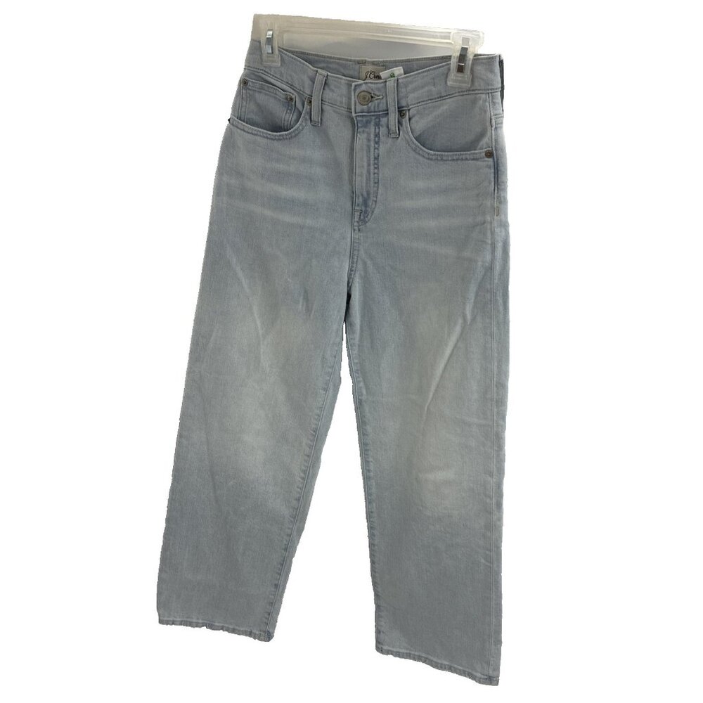 J Crew Womens Size 26 Slim Wide Leg Jeans Light Wash High Rise Crop Denim